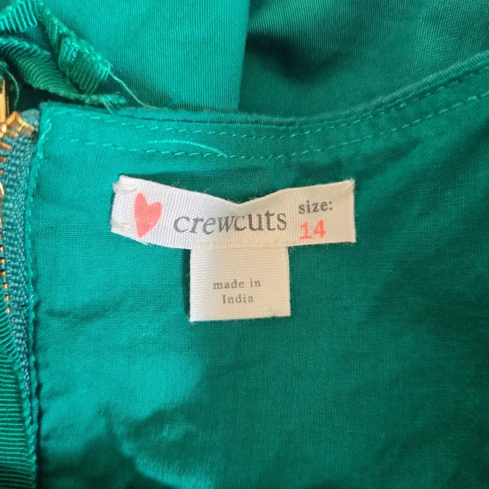 Crewcuts Girls Tie Waist Party Dress Size 14 Kelly Green Holidays Wedding Guest